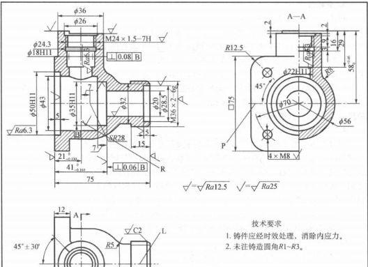 想象閥體零件的立體圖，如圖所示。